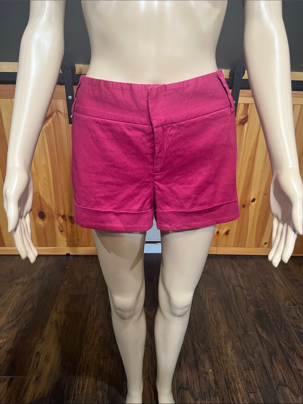 Alice + Olivia High Waist Hot Pink Linen-Blend Shorts